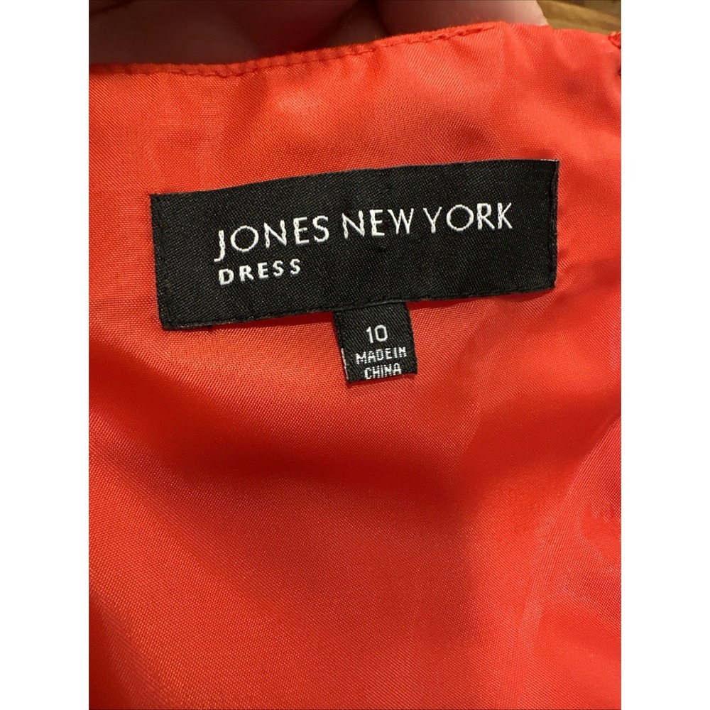 Jones New York Size 10 Scalloped Front Linen Sheath Dress Knee Length Orange - Picture 6 of 6